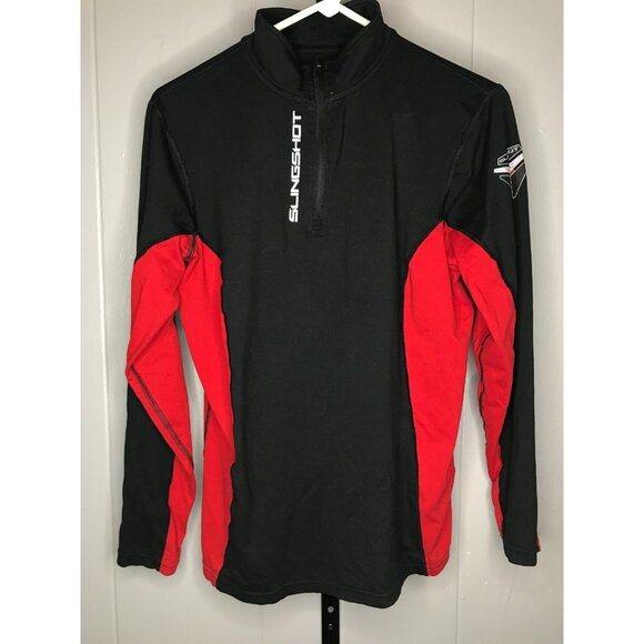 Polaris Slingshot 1/4 zip Shirt Men’s L Black Red Long Sleeve Pullover Moto EUC - Picture 1 of 4